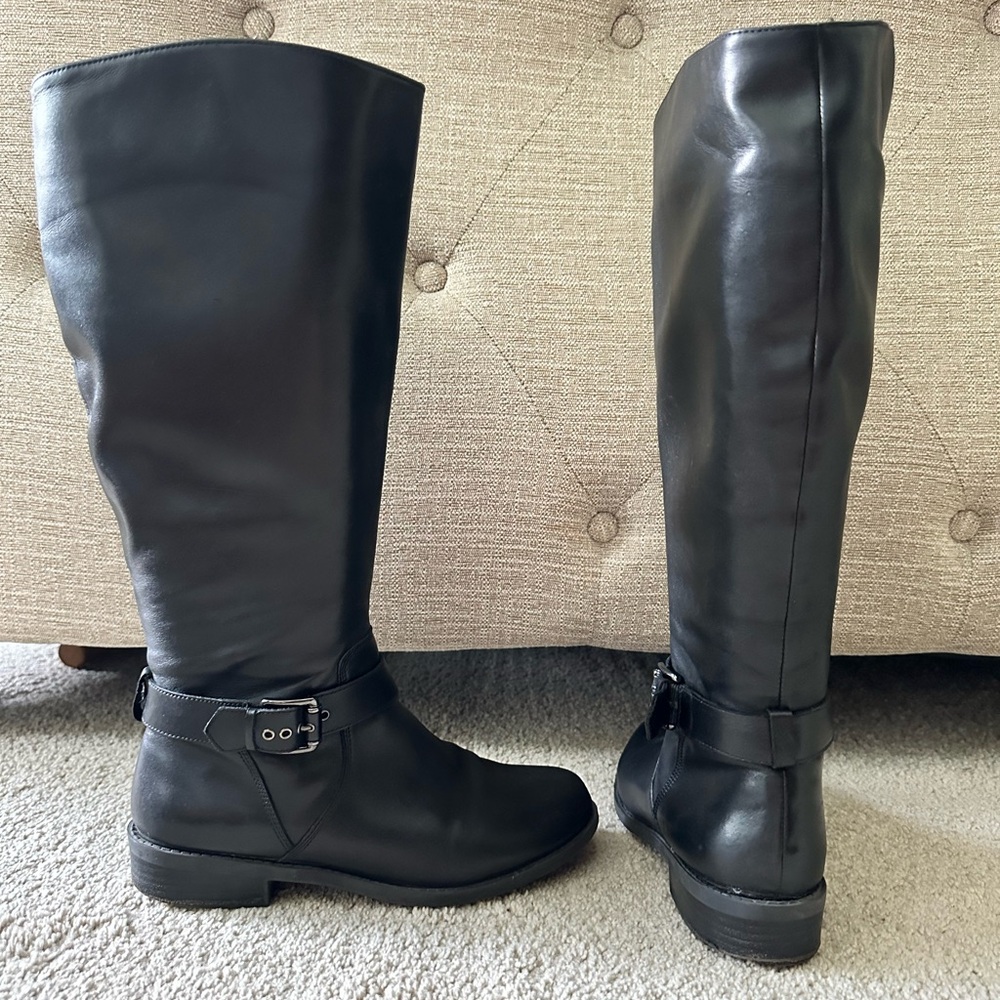Black Leather Knee-High Boots